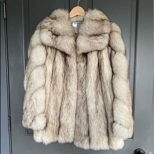 Brown and white fur coat - used